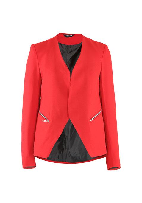 Red Zipped Tailored Blazer  