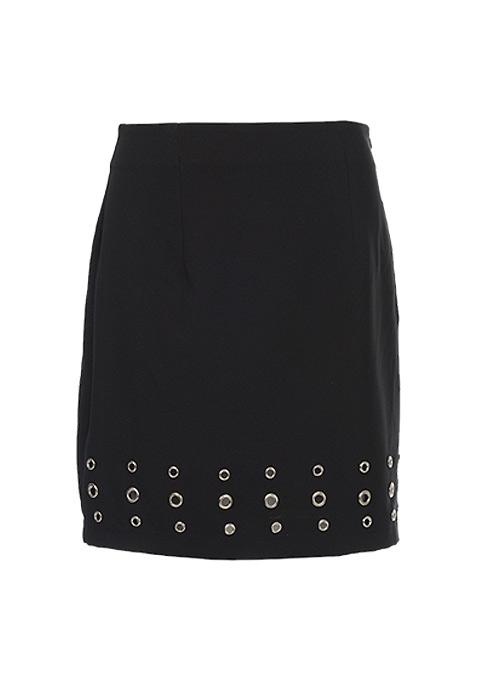Black Grommet Hem Mini Skirt
