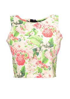 Go Glam Floral Crop Top - White