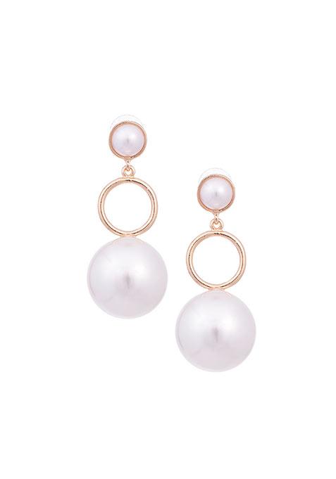 White Pearl Tiered Drop Earrings