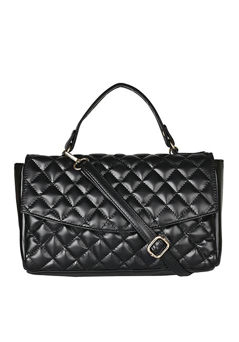 Quilted Cross Body Bag - Black