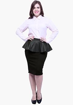 CURVE Peplum Pencil Skirt - Black