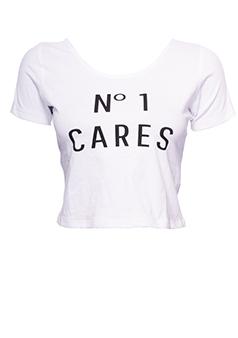 No One Cares Cropped Tee - White