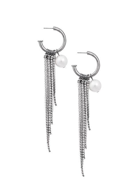 Chain Hoop Pearl Earrings