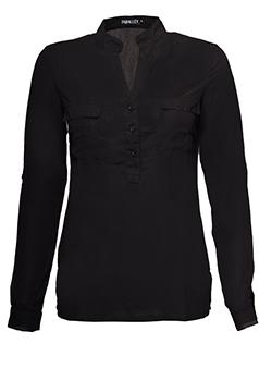 Double Pocketed Sheer Shirt - Black