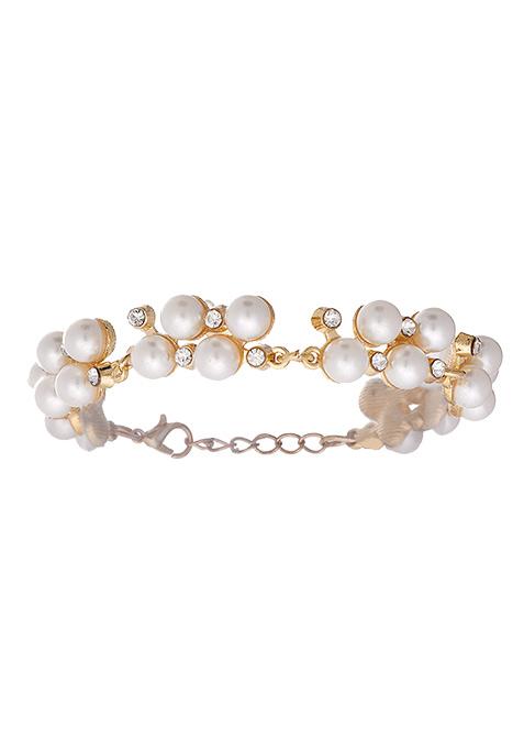 White Pearl Crystal Studded Bracelet