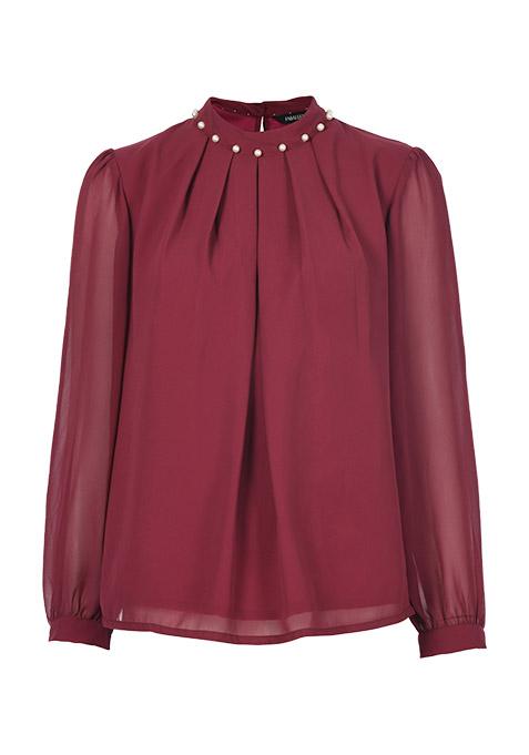 Wine Pearl High Neck Top 
