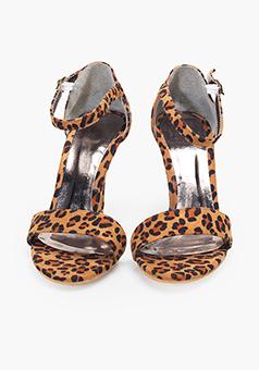 Barely There Heeled Sandals - Leopard