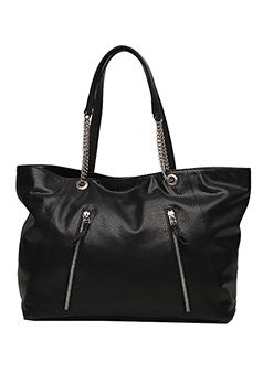 Black Dual Zipper Shoulder Bag