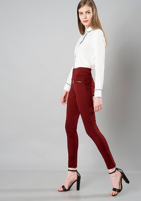 maroon jeggings online