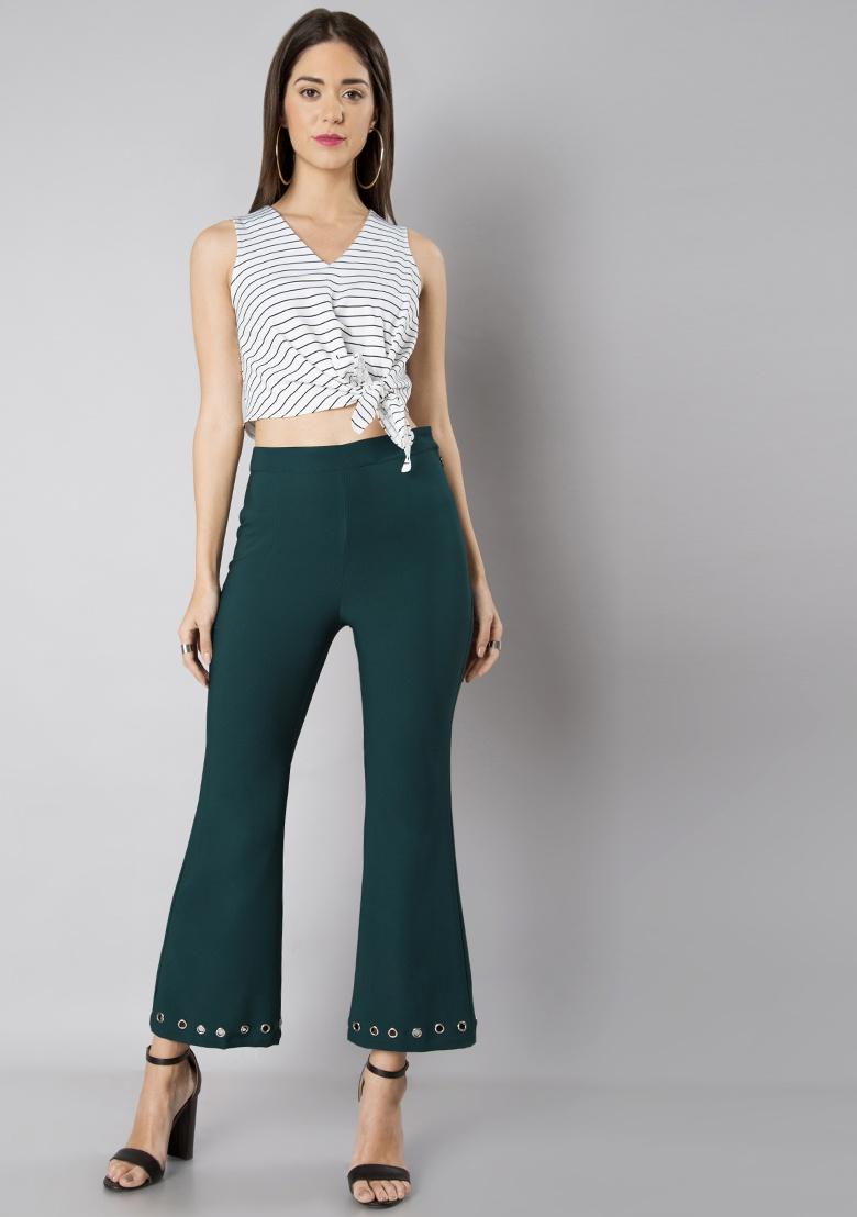 flared pants green