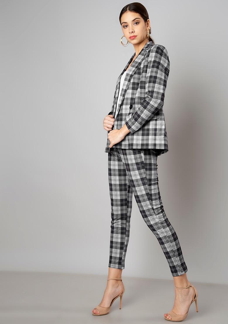 Womens Grey Check PullOn Trousers  Peacocks