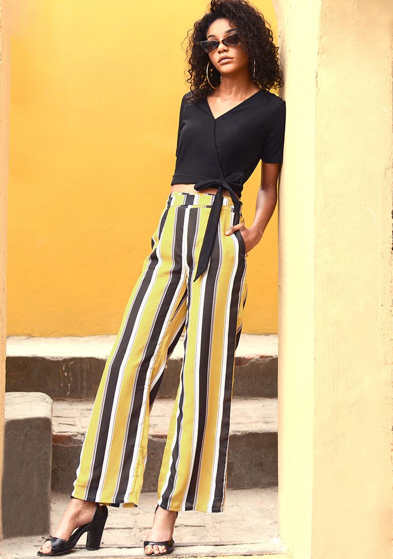 Yellow on sale striped trousers