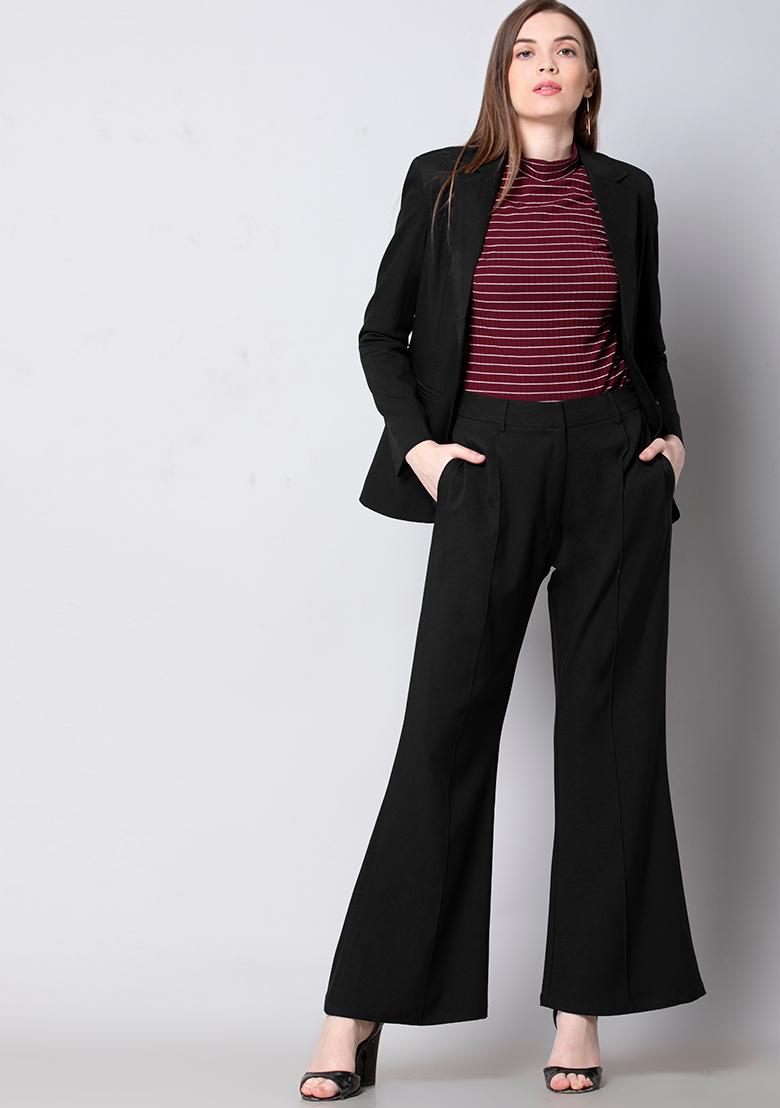 Black Bandage Flared Trouser  Trousers  PrettyLittleThing