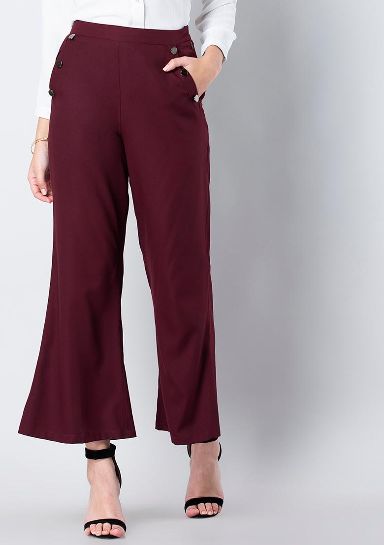 Virgio Trousers and Pants  Buy Virgio Navy Blue High Waist Flared Formal  Trouser Online  Nykaa Fashion