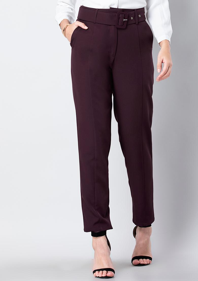 Buy Brown and Black Check Straight Formal Trousers Online  FableStreet