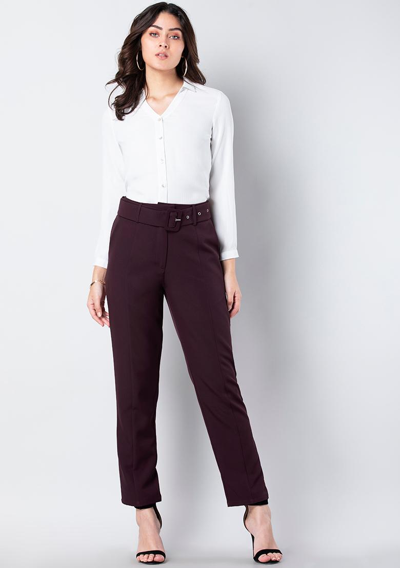 Buy FOREVER NEW Womens Becky Belted Straight Leg Pants  Shoppers Stop