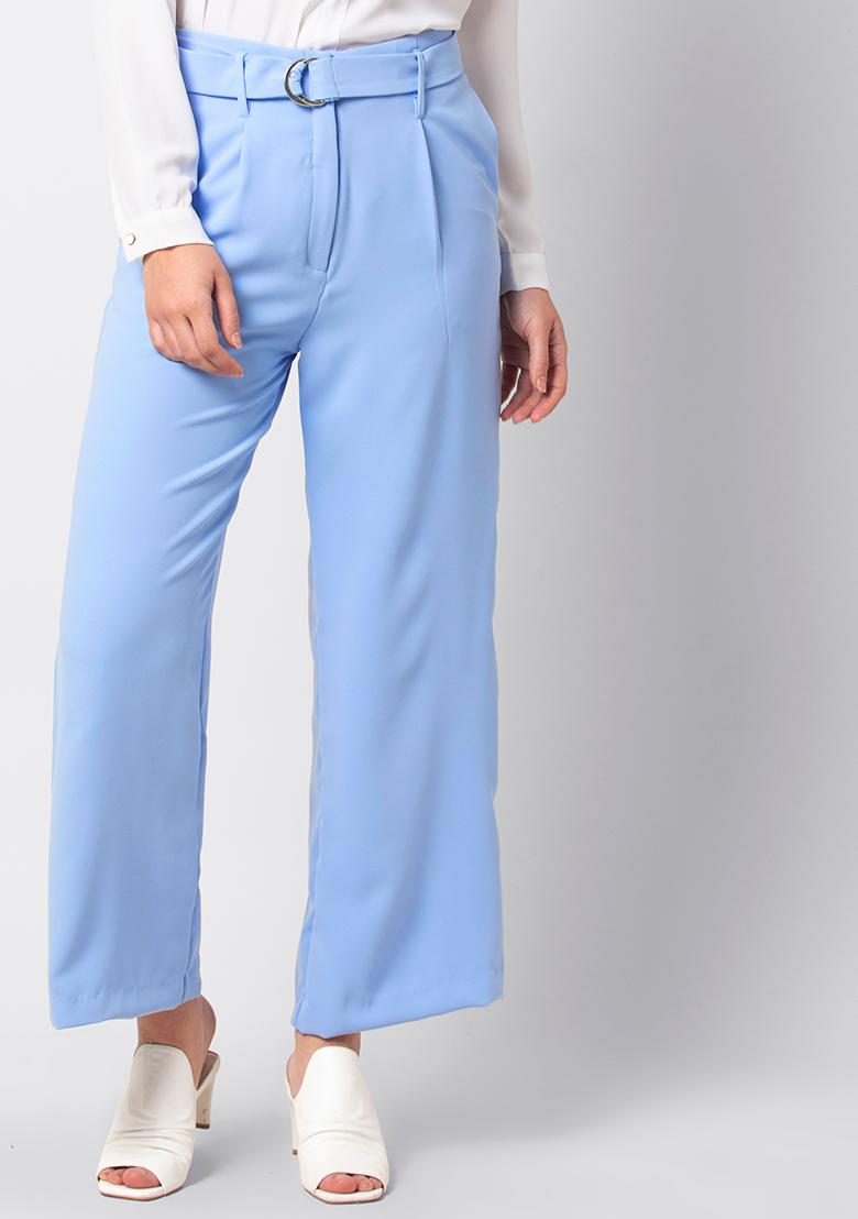 RIVI Royal Blue Womens Taffeta Silk Trouser  Rivi Style