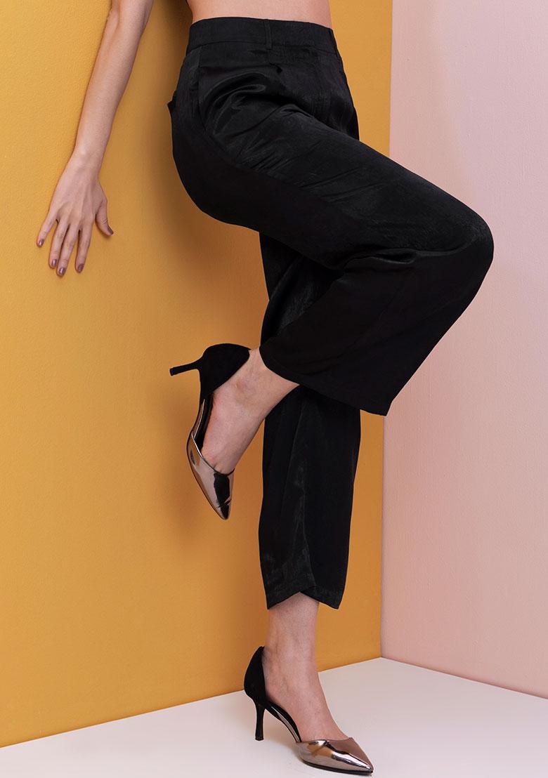 Wide-leg Satin Pants - Black - Ladies | H&M US