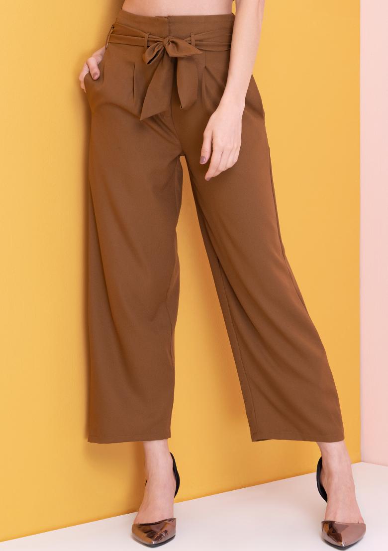 New Look Khaki High Waist Paperbag Trousers | littlewoods.com