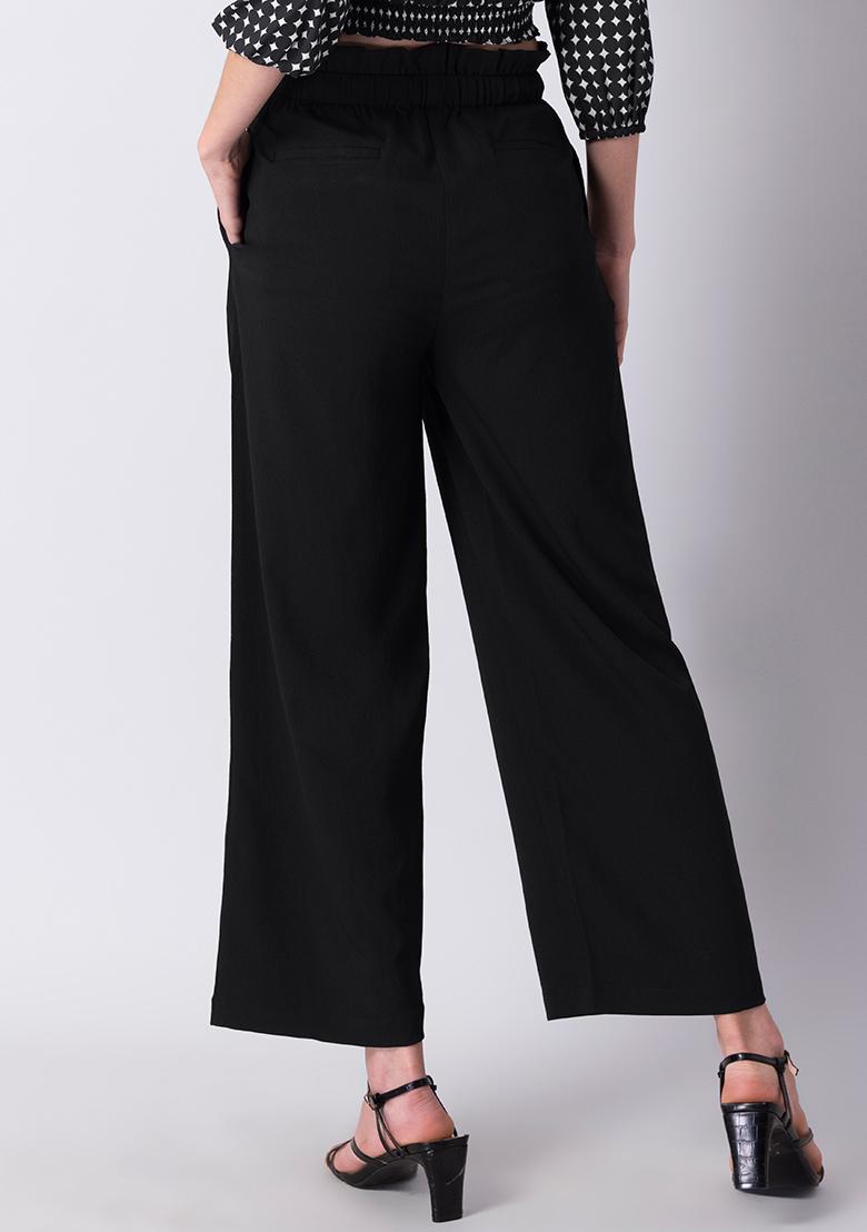 Black Elasticated Waist Paperbag Trousers  Trousers  Select UK