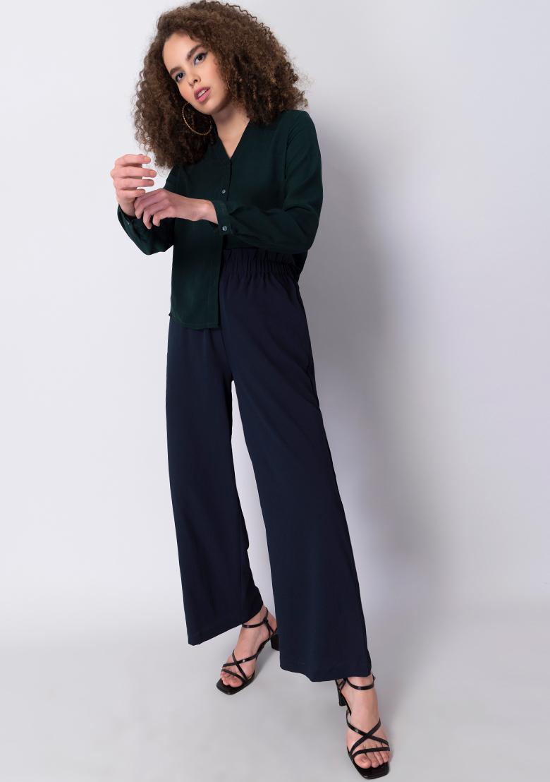 Rayon Plain Navy Blue Women Plus Size Straight Leg Trouser, Skinny Fit at  Rs 2999/piece in Bengaluru