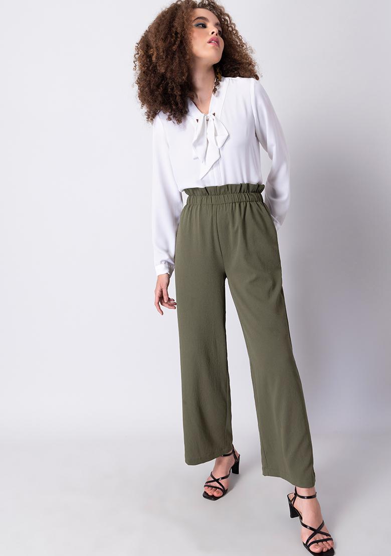 Tall Stone Paperbag Trousers  New Look
