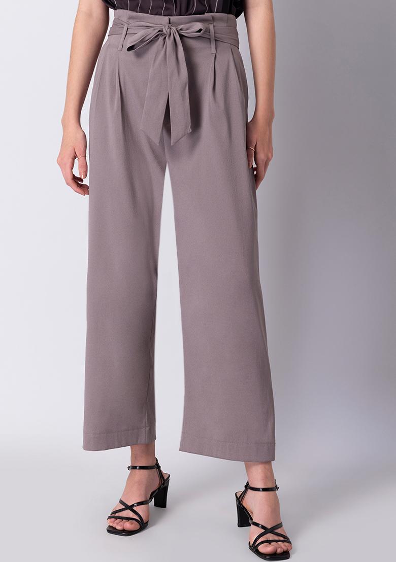 Stone Wide Leg Paperbag Trousers  New Look
