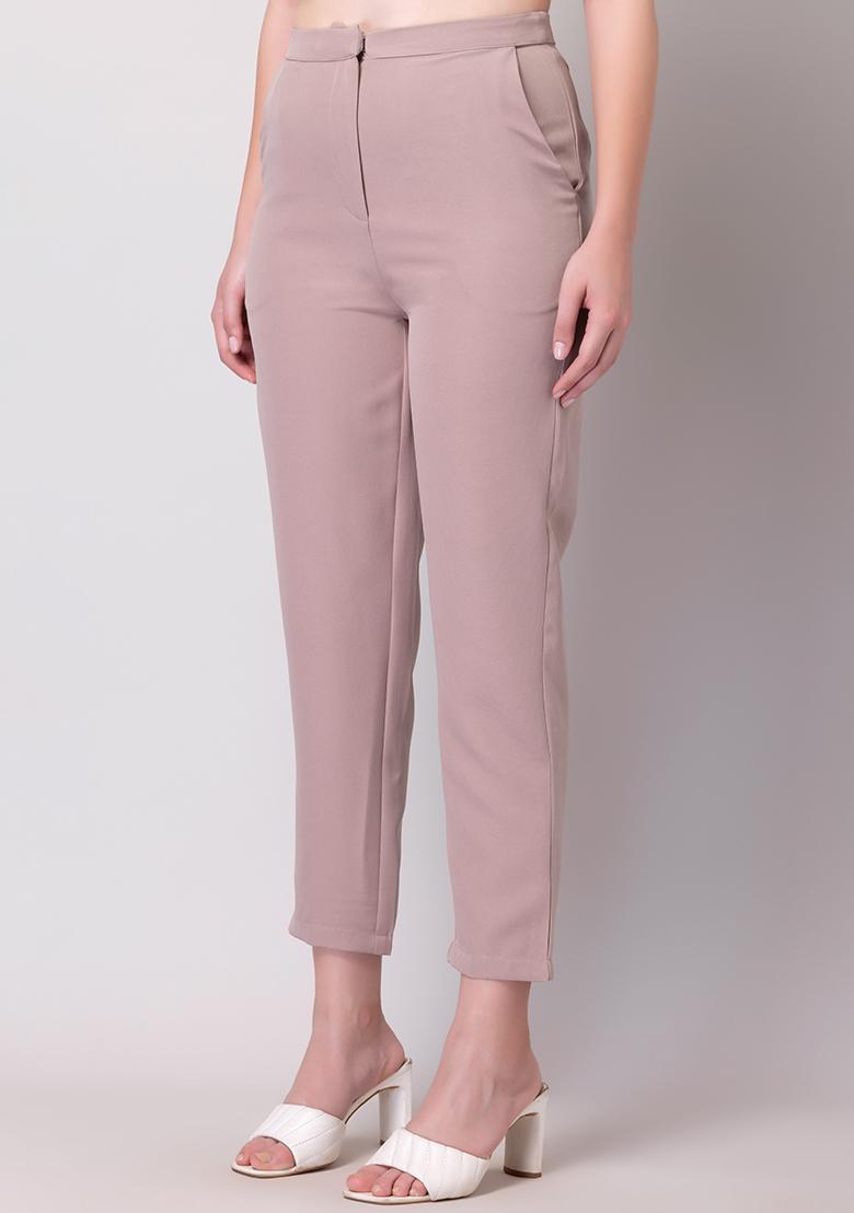 Salmon Cotton Tapered Trousers  Buy Salmon Cotton Tapered Trousers for  Women Online