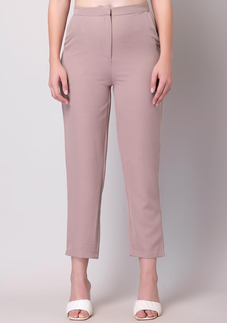 Pink Belted Tapered Peg Trousers  Jessika  Rebellious Fashion