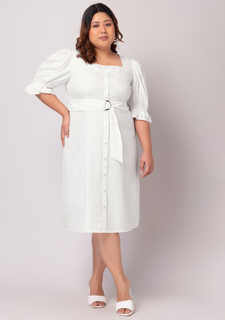 White shift dress plus shops size