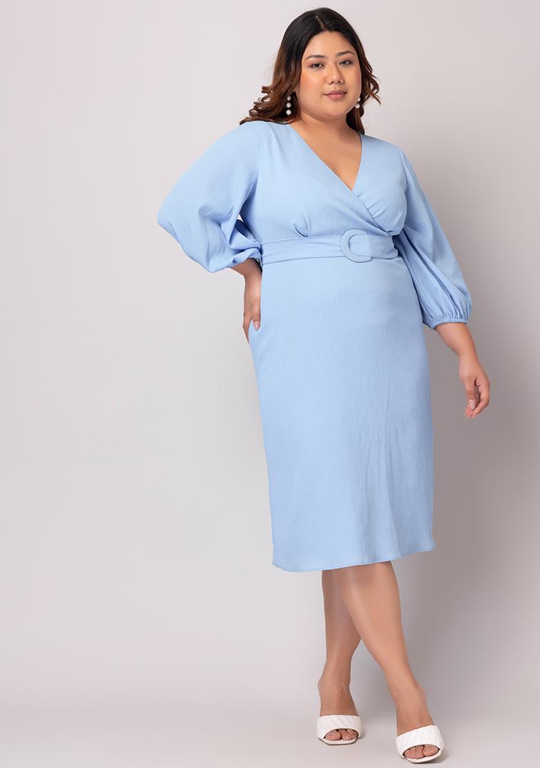 Light blue plus size dress online