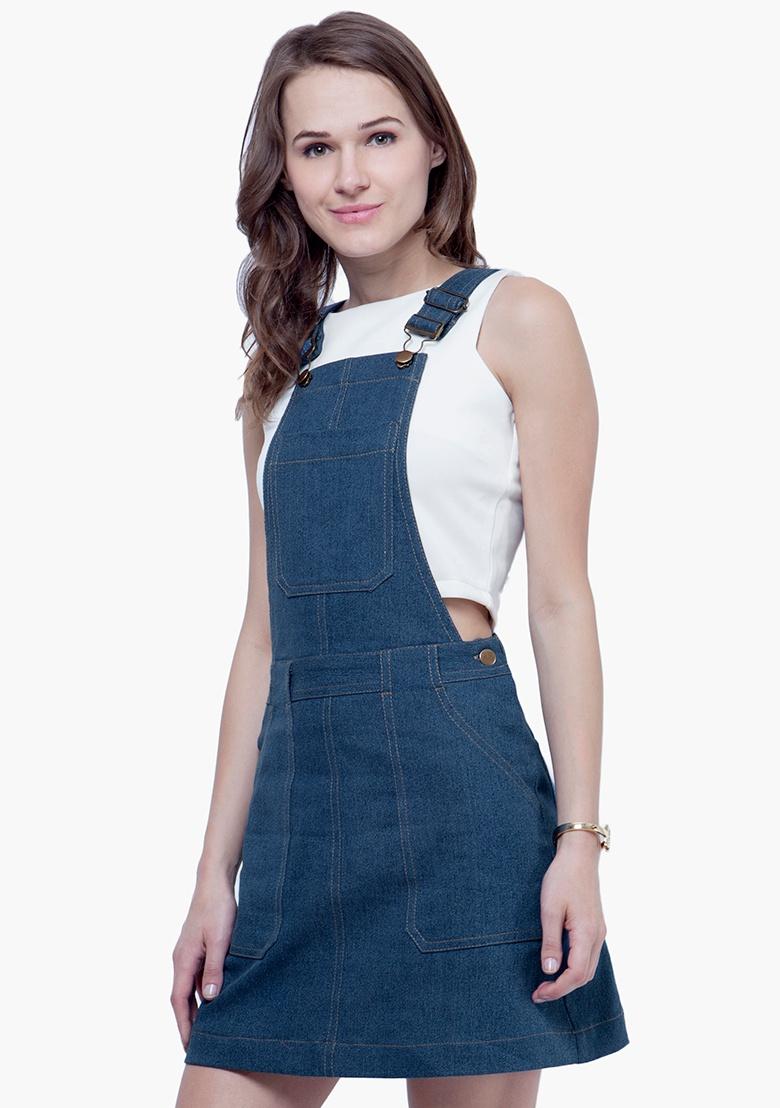 Buy Women Denim Dungaree Dress - Medium Wash - Jumpsuits Online India -  FabAlley