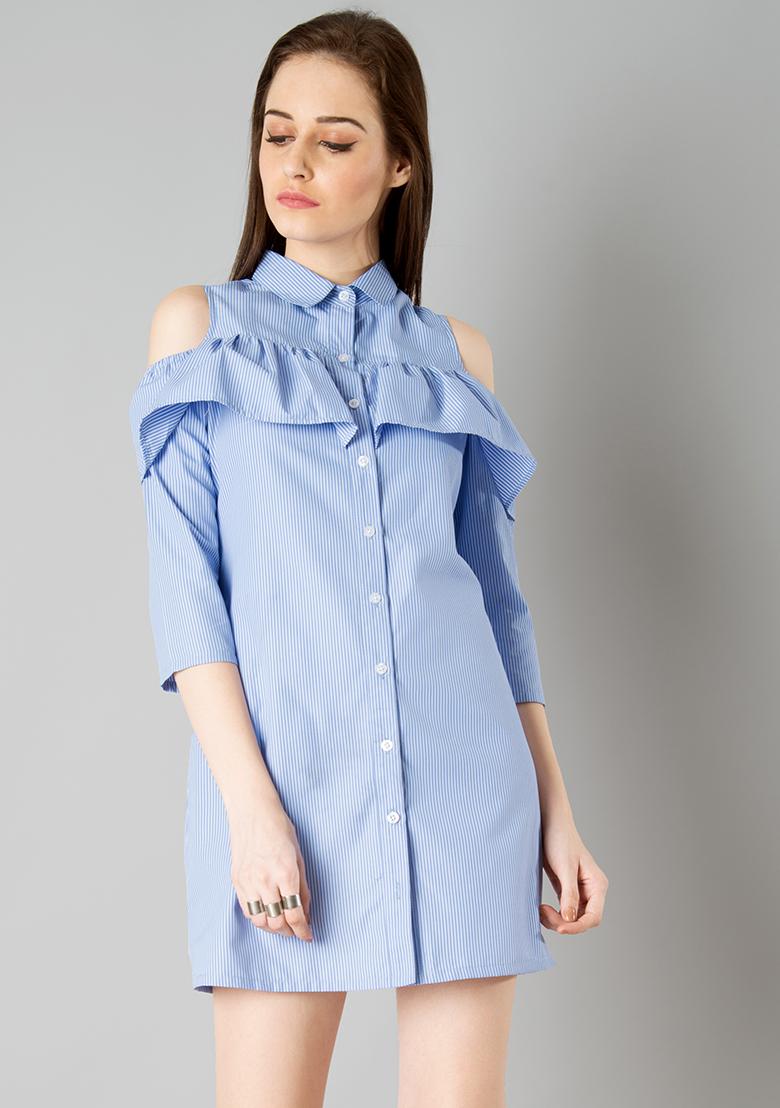 cold shoulder button down dress