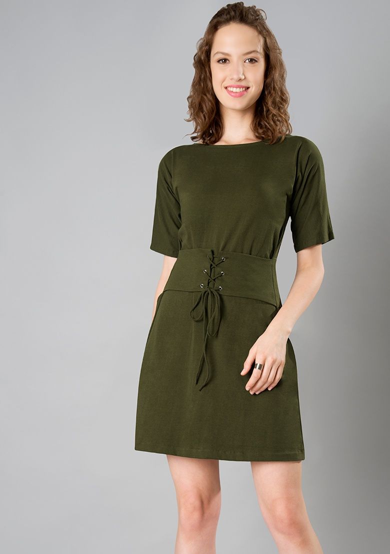 olive green t shirt dress