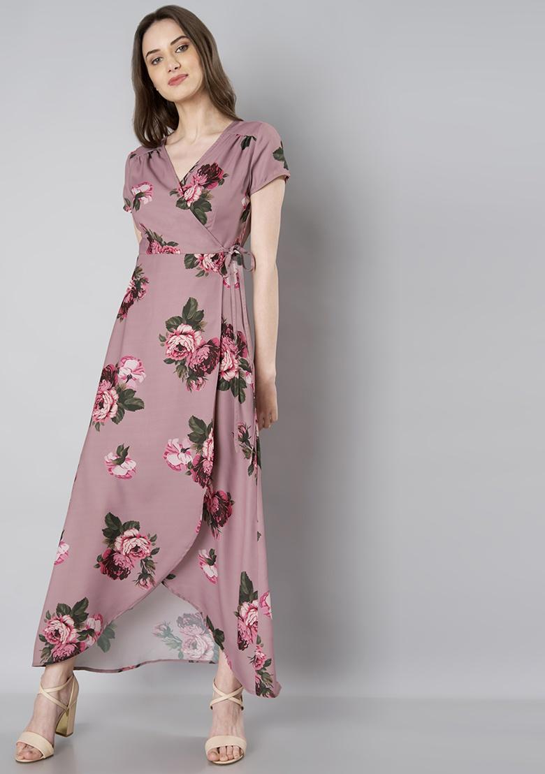 Buy Women Dusty Pink Floral Wrap Around 