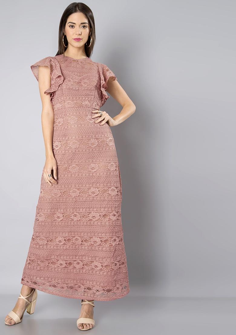 robe maxi rose poudré