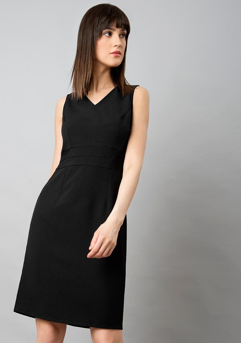 Black formal shift dress sale