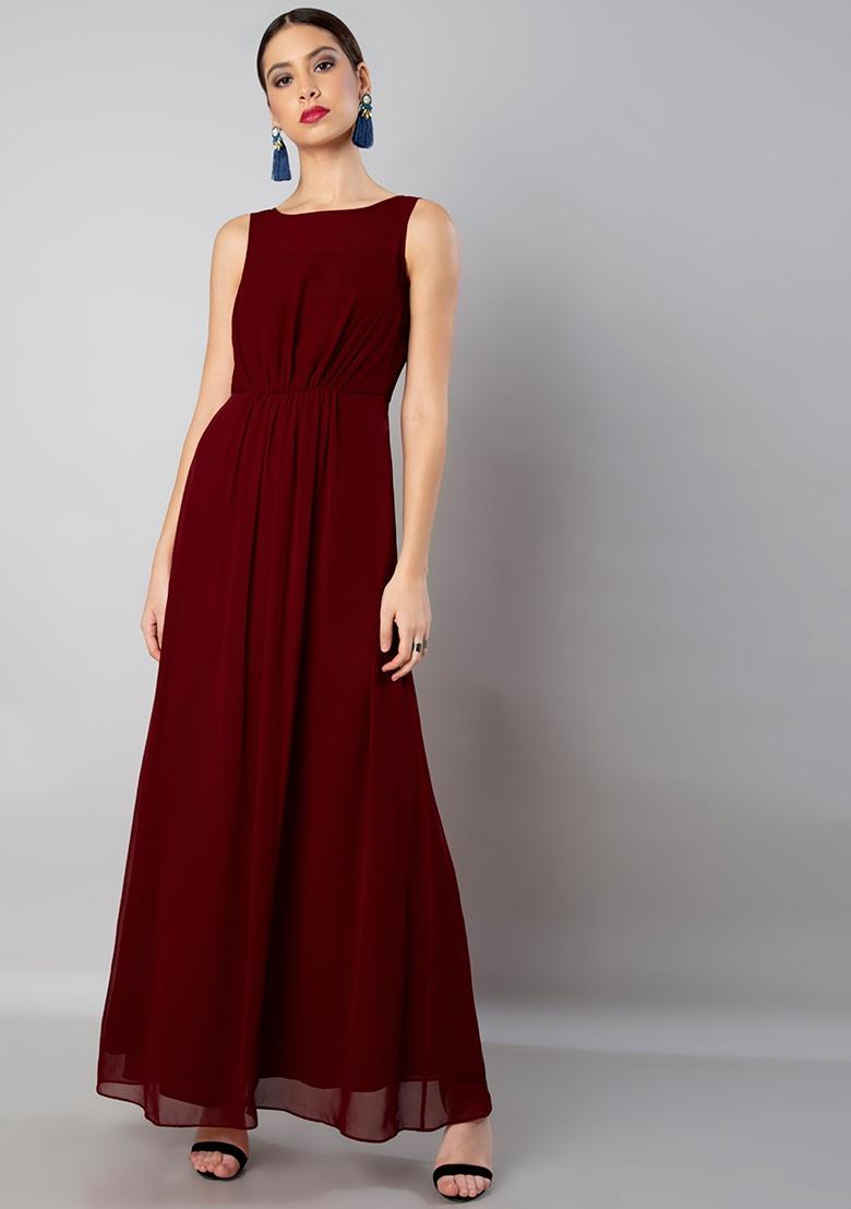Buy Wedding Wear Anarkali Dress - Elegant Maroon Net Anarkali Dress –  Empress Clothing
