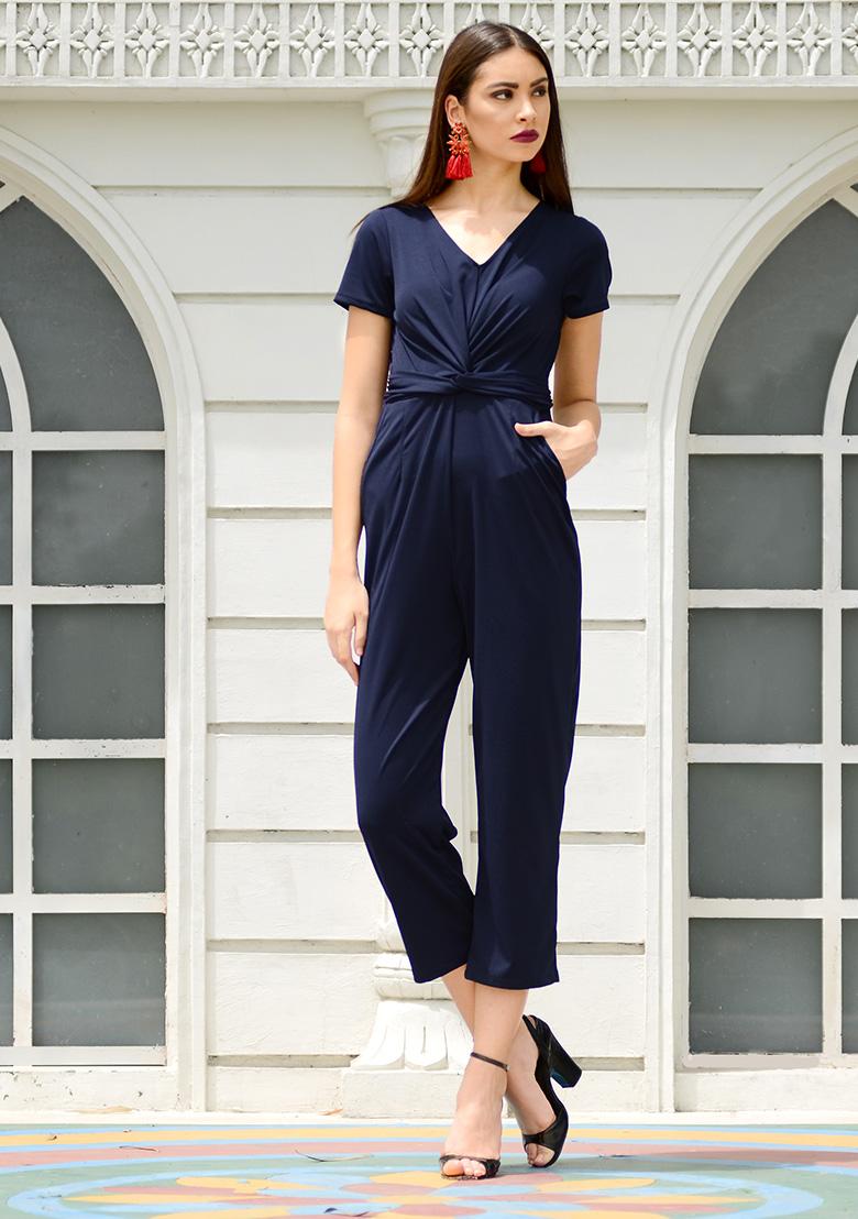 Buy Blue Lurex Plain Shimmer V Neck Jumpsuit For Women by Swatee Singh  Online at Aza Fashions.