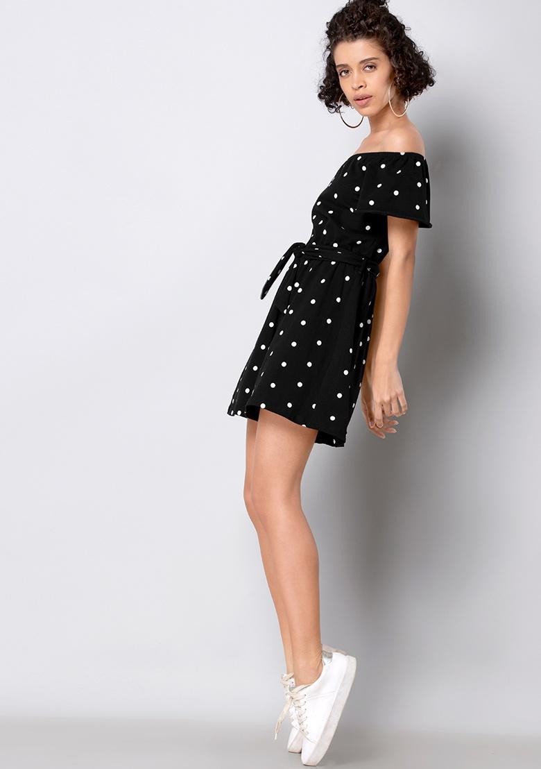 black polka dot playsuit