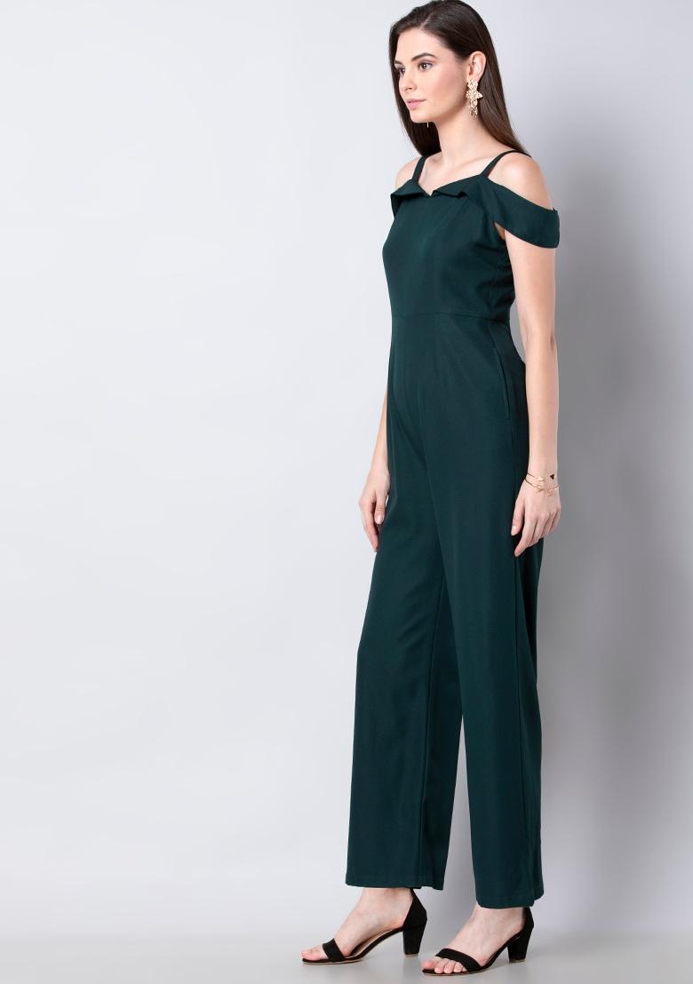 Buy FabAlley Wine Strappy Frilled Jumpsuit Online at Bewakoof