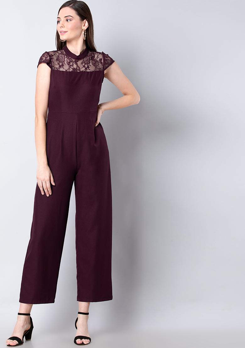 maroon lace jumpsuit