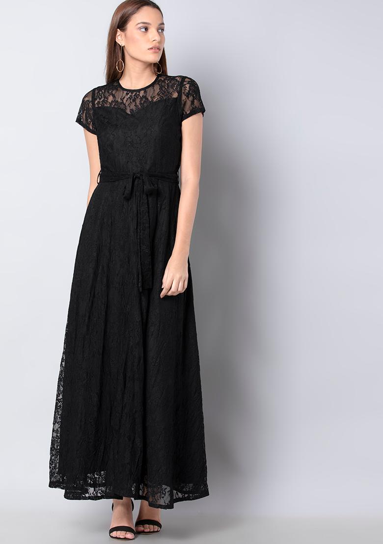 black floral lace dress