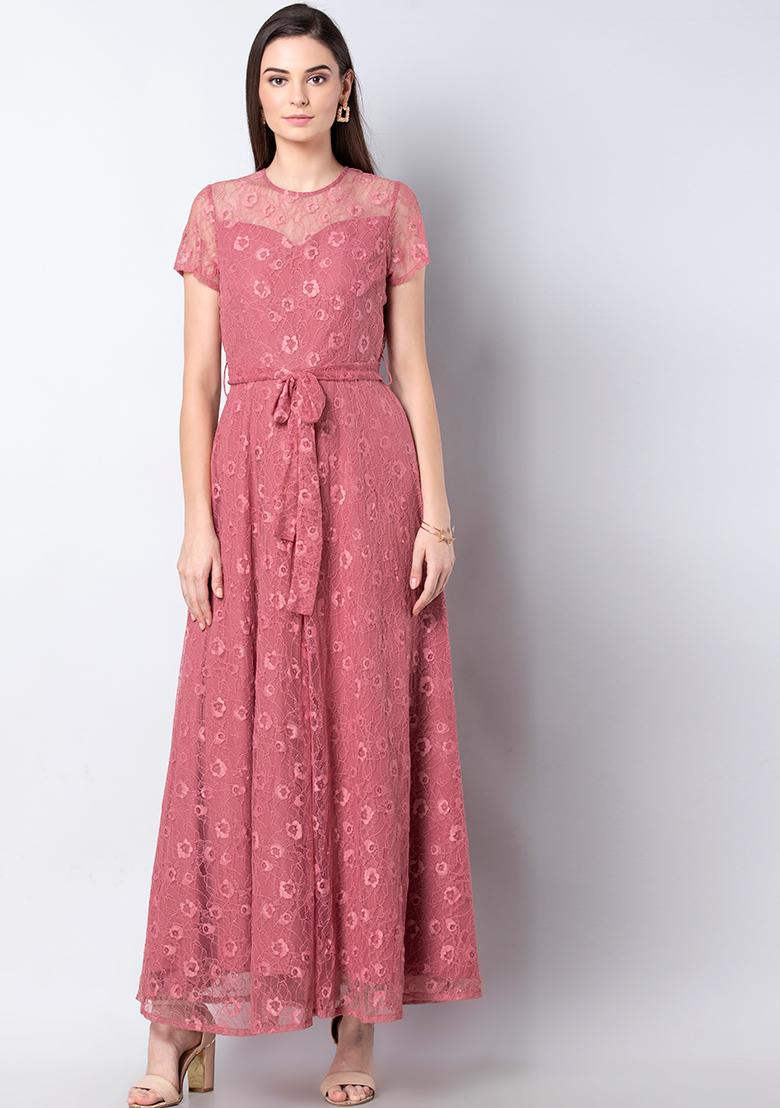 Buy Women Maroon Embellished Maxi Dress - Date Night Dress Online India -  FabAlley