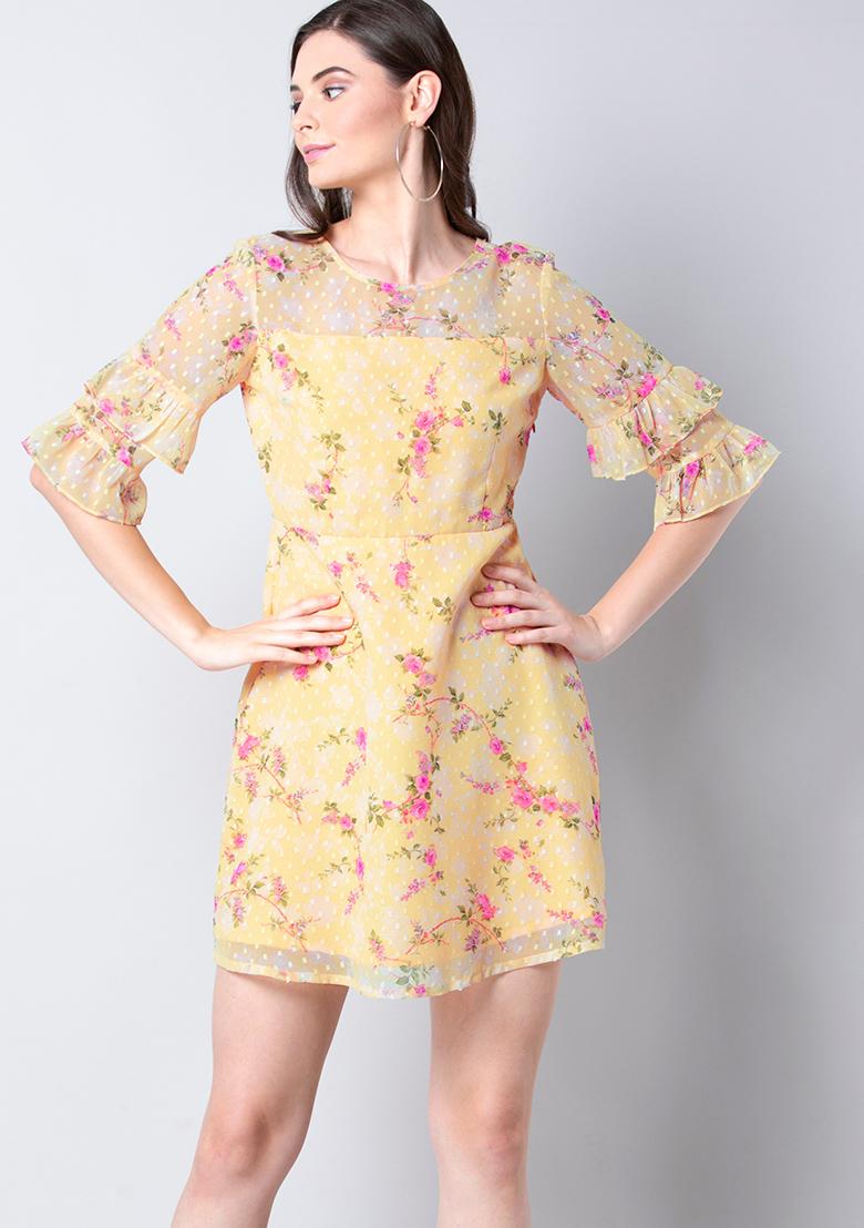 floral bell sleeve dress