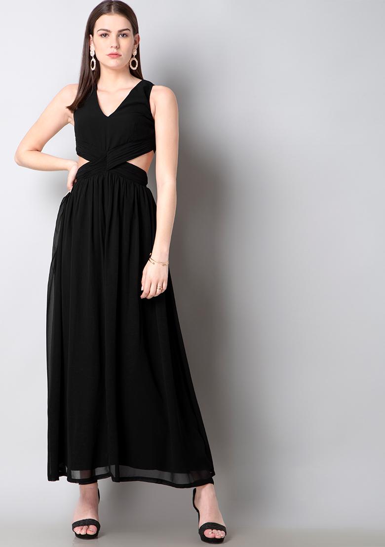 Black Cut-Out Midi Dress – Styched Fashion