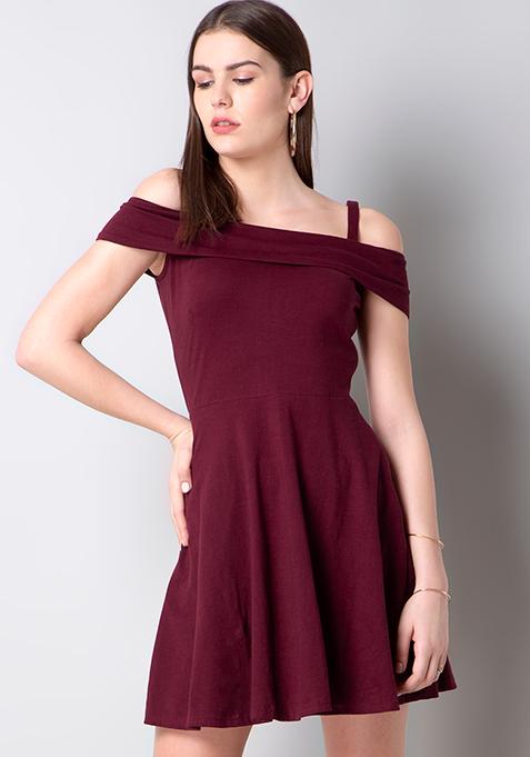 maroon casual dress