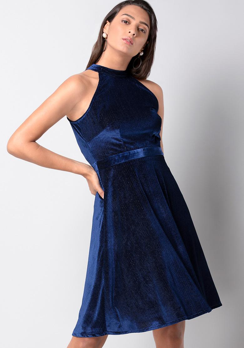 navy velvet midi dress