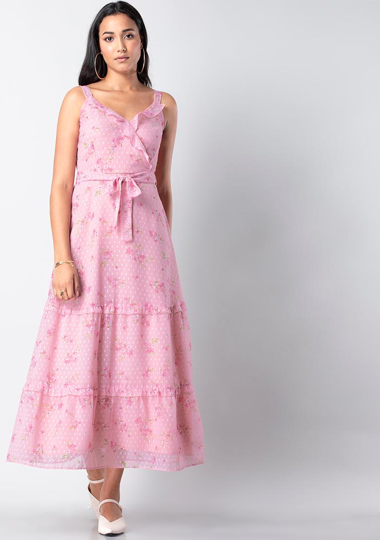 pink casual maxi dress